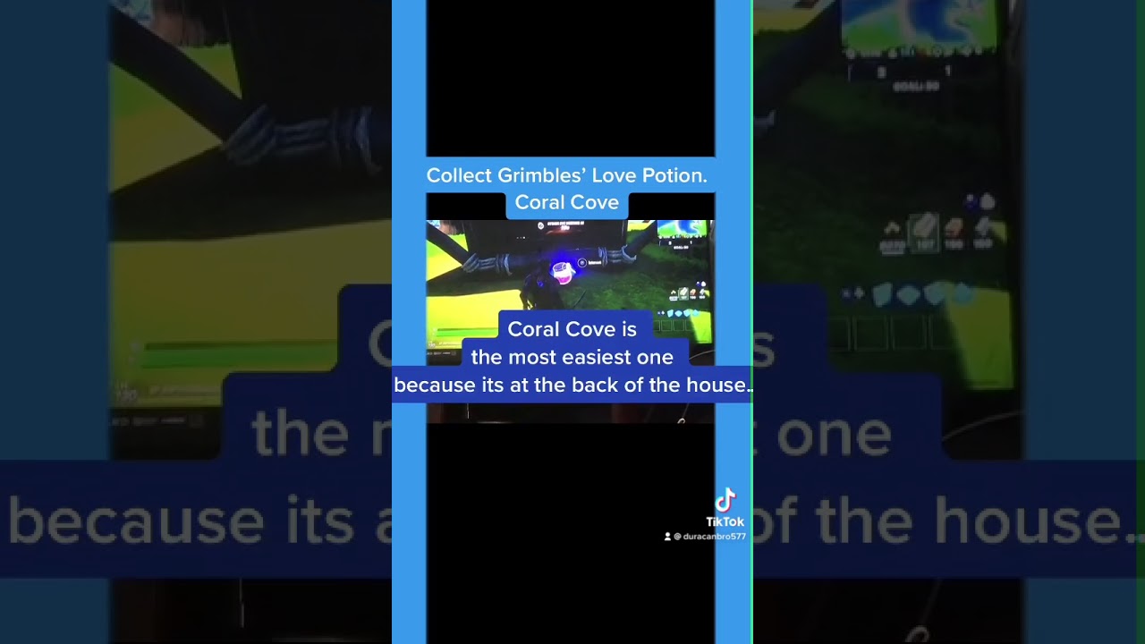 Collect Grimbles’ love potion. Location: Coral Cove