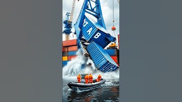 🚢🌊Container Crane Collapse! Massive Machinery Failure #Crane #collapse #Container Yard