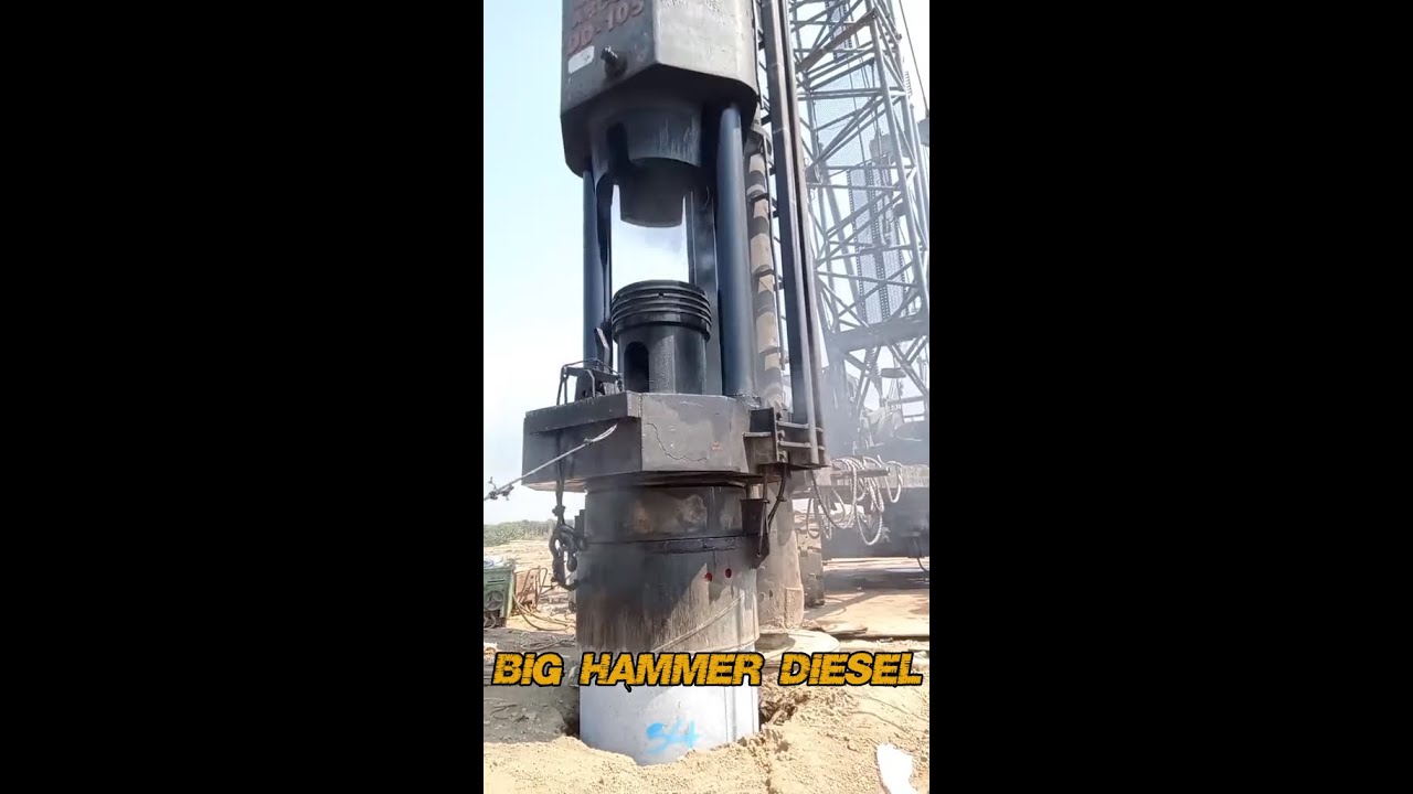 Testing 8 ton diesel hammer - YouTube
