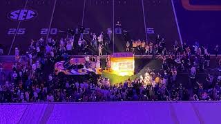 Live tiger introduced during LSU-Alabama pregame in Tiger Stadium,