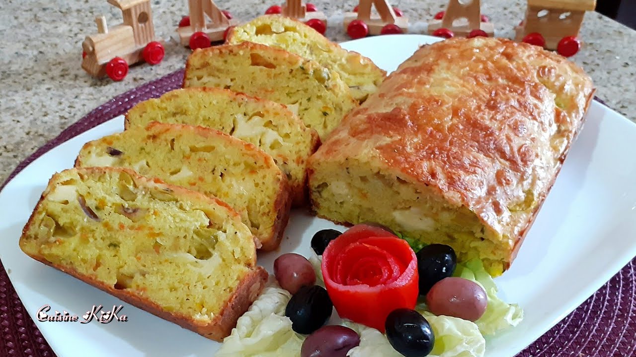 كيك مالح بالخضار و الجبن خفيف و شهي cake salé aux légumes et au fromage