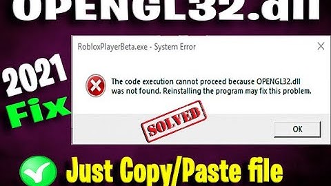 opengl32.dll Error Fix /Valorant/Fortnite/Pubg games & Program