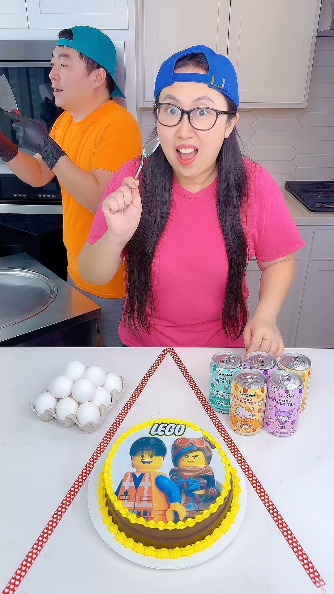 Lego cake vs Egg ice cream challenge!? #lego #funny by Ethan Funny Family