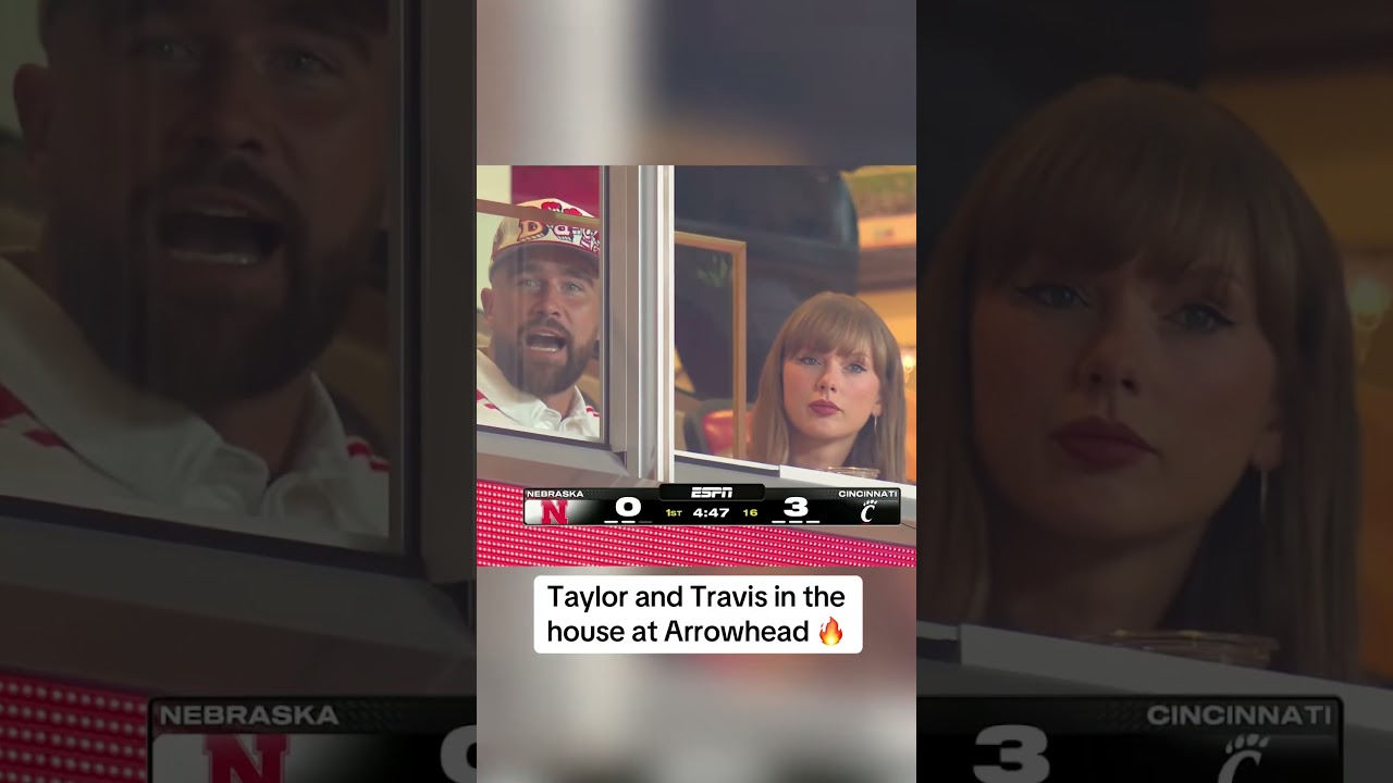 Taylor and Travis watching Nebraska vs. Cincinnati 🏈