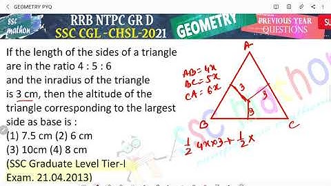 If the length of the sides of a triangle are in the ratio 4 : 5 : 6 and the inradius of the triangle