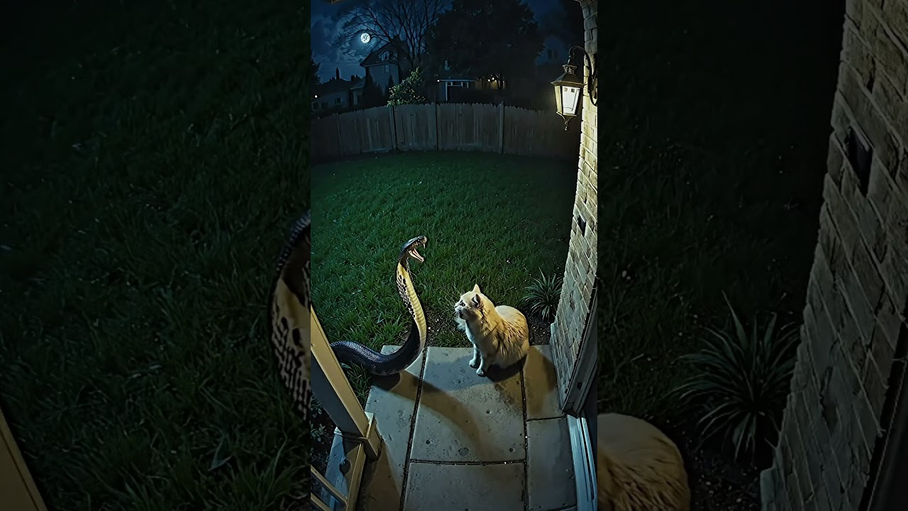 Brave Cat chase Away a King Cobra in the Backyard! 🐍🐱 || CCTV Moment 