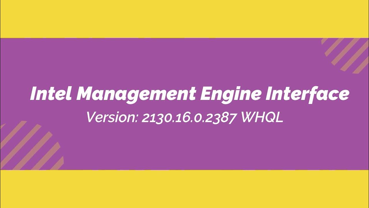 Intel Management Engine Interface 2130.16.0.2387 YouTube