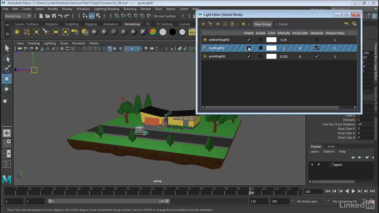 105. Использование редактора освещения Maya Light Editor. Курс Maya для начинающих. Урок №105