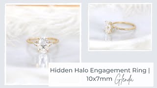 Unveiling Sparkling Elegance | Rosados Box 10x7mm Glenda Hidden Halo Engagement Ring