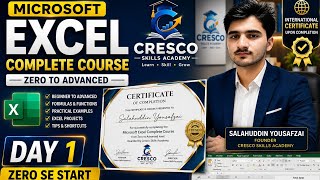Microsoft Excel complete course for beginners, Day 1, Zero to advanced level with ISO Certificate.