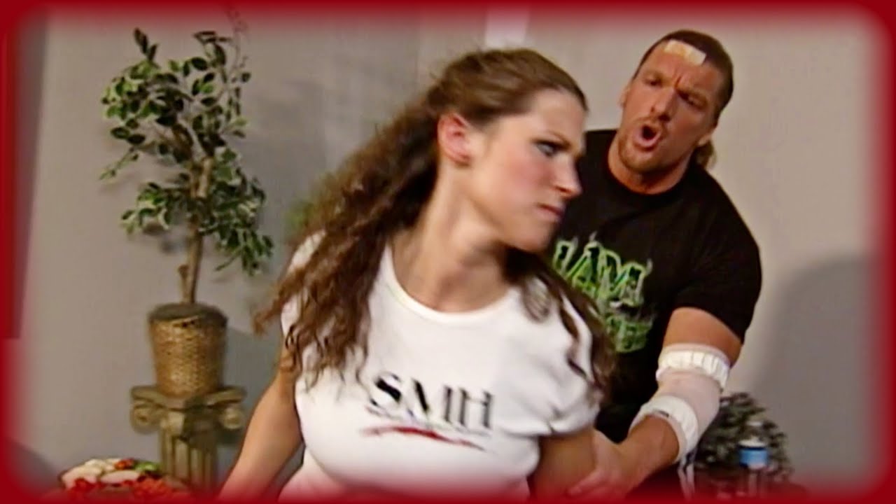 Triple H mistakes his wife Stephanie for Trish Stratus during training RAW IS WAR, July 31, 2000