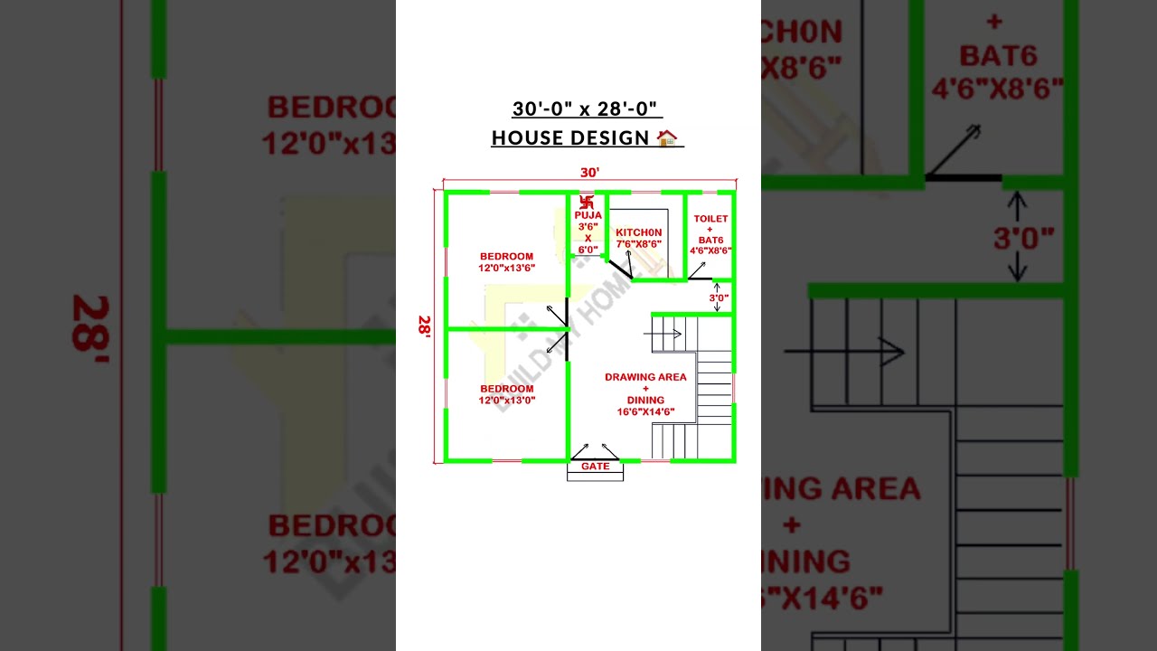 30 x 28 house design/ 30 x 28 ghar ka naksha/ 30 x 28 home design/ #buildmyhome #shorts #shortvideo - youtube
