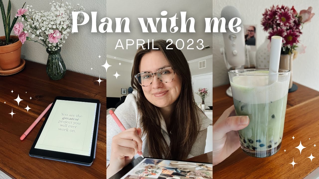 Digital plan & reset with me: April 2023 📝💐 - planning on iPad, matcha recipe, + March favorites!