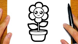 How To Draw A Cute Flower Pot  | Easy Drawings