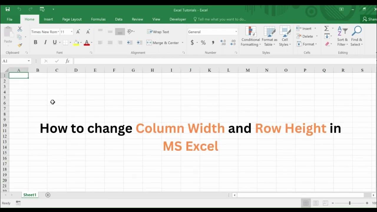 How to change column width and row height in excel MS Excel 