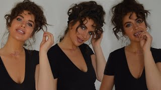 Quick & Easy CURLY MESSY BUN HAIR UP | short curly hair styles Eleise