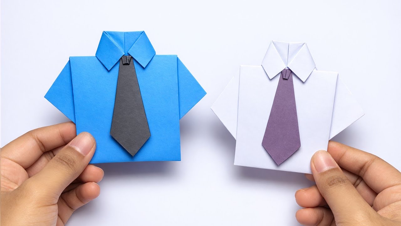Paper Shirt with Tie 👔 | Easy Origami Shirt in 1 Minute! - YouTube
