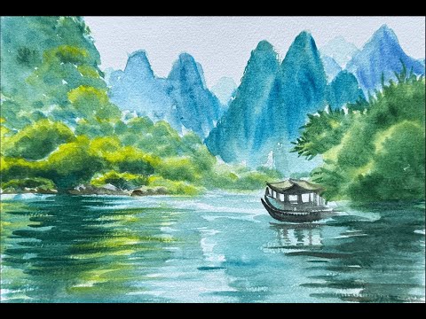 N596 水彩风景Watercolor Landscape 수채화풍경- YouTube