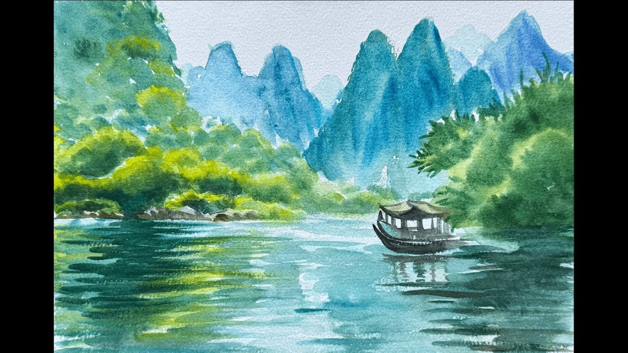 N596 水彩风景Watercolor Landscape 수채화풍경- YouTube