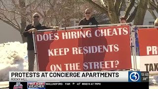 VIDEO: Carpenters union protests Rocky Hill apartment company over contractor violations