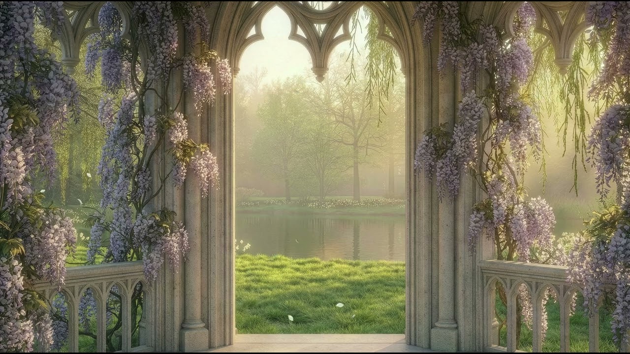 Wisteria Garden Pavilion Ambience | Gentle Piano & Strings | Life of Kite