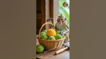 A baby monkey 🐒 came out of a custard apple 🍏 😱🙏 #funny #kidsfantasyadventure #cute #zarooratrishta