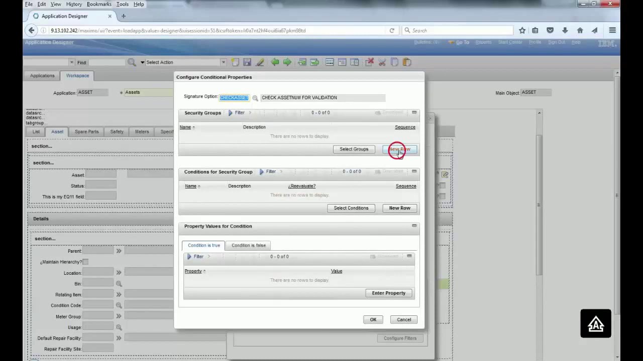 Обязательное поле Maximo на основе условия