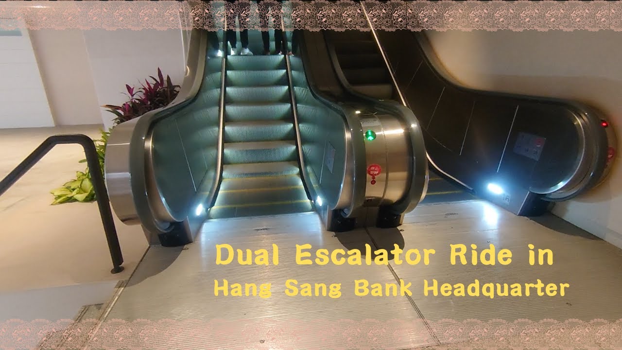 Dual Escalator Views in Hong Kong Hang Sang Bank Headquarters: Upward & Downward Smooth Rides