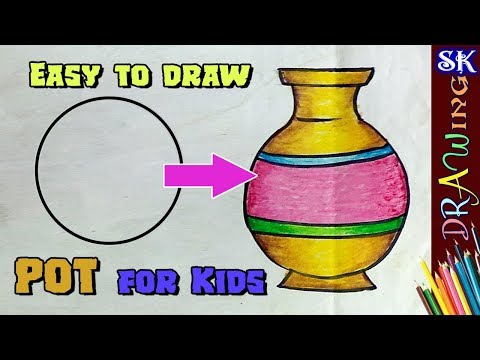 Let's learn to glitter Flower Pot drawing and coloring for kids! - GENiEART  - - video Dailymotion