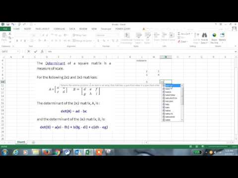 Excel 2013 Tutorial#70 MDETERM Function in Excel