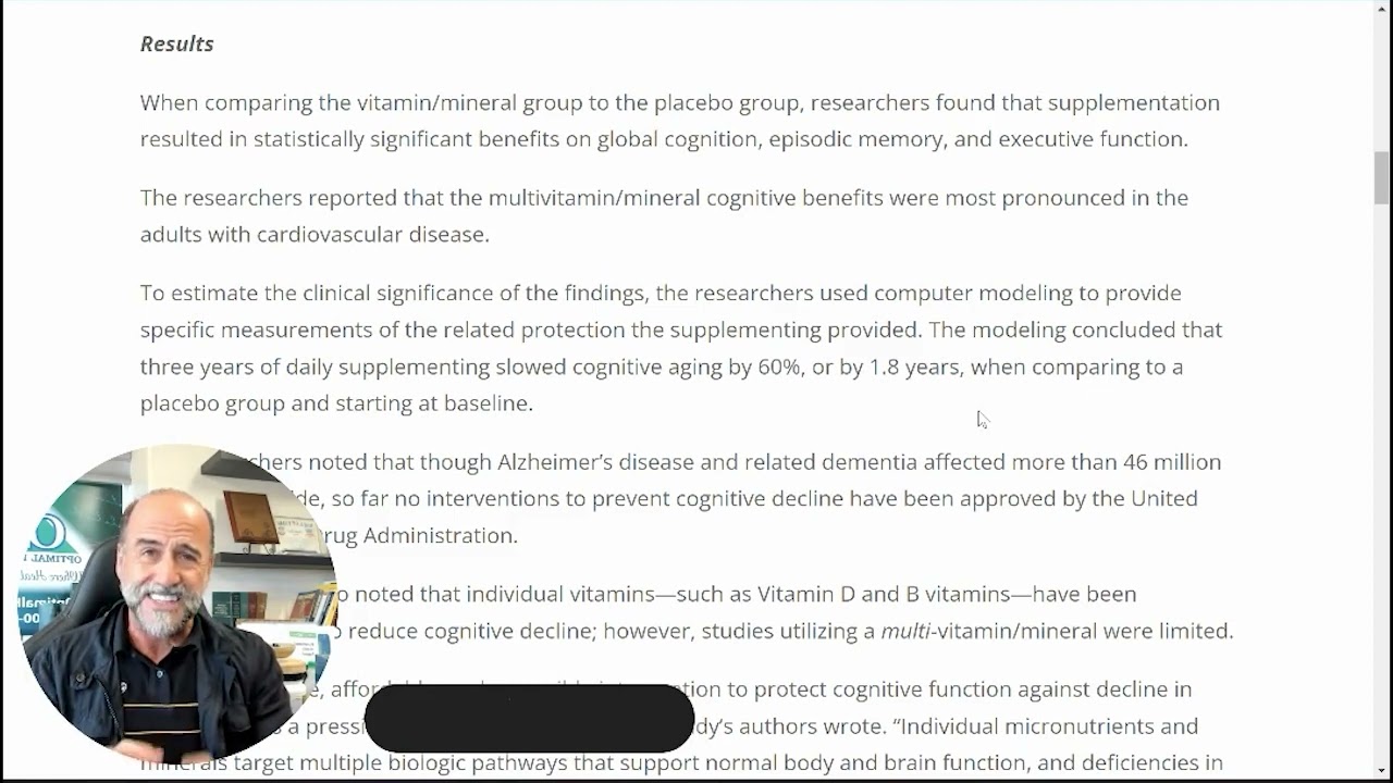 Slow Down Cognitive Aging: The Benefits of Vitamin and Mineral Supplementation