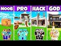 MINECRAFT : FAMILY PREMIUM HOUSE BUILD CHALLENGE - NOOB VS PRO VS HACKER VS GOD