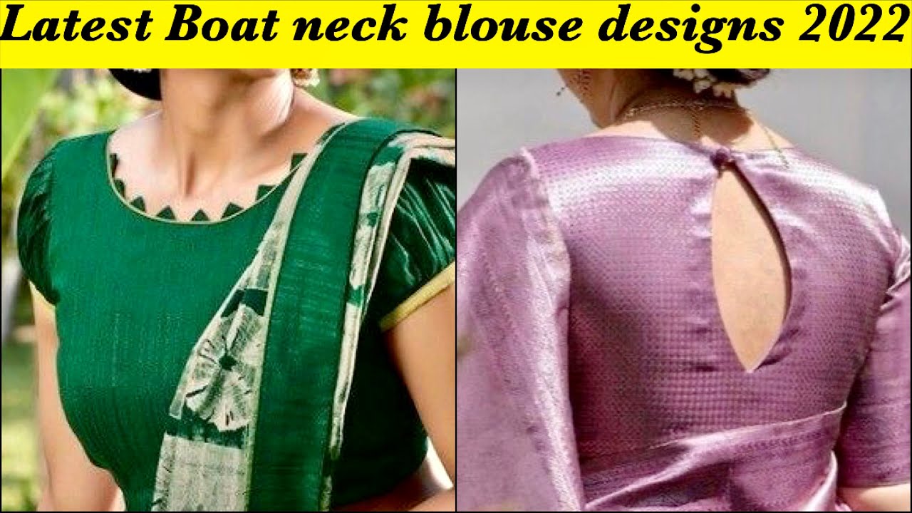 Latest boat neck blouse design 2022/imple blouse back neck design ...