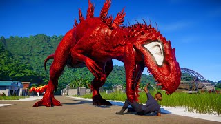 Red Indominus Rex, Blue Venom & Iron Man In The Ultimate Dinosaur Battle