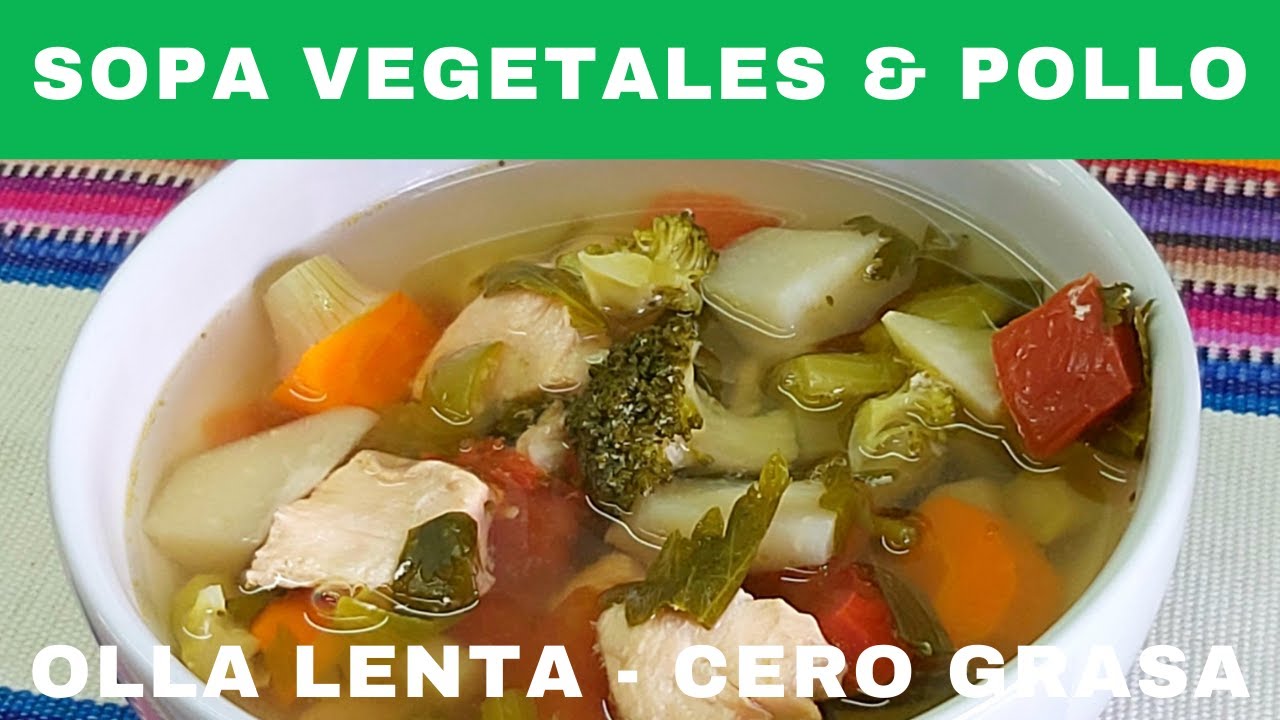 Sopa de vegetales con pollo en Olla lenta.- RecetasdeLuzMa