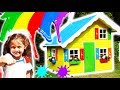 Petro &amp; Nadia Pretend Play In Colorful Playhouse / Peindre une maison enfant / Chiki-Piki Kids Video