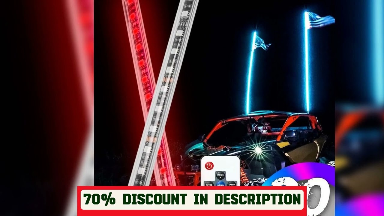 A must-have product! 2PCS 4FT RGB Spiral LED Whip Light for UTV ATV Brake Light for Polaris RZR 80