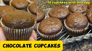 Chocolate Cupcakes  Moist & Perfect Muffins Cupcakes  12 Cupcakes With Only 1 Egg