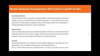 Master Backend Development With Python: Fastapi & PostgreSql