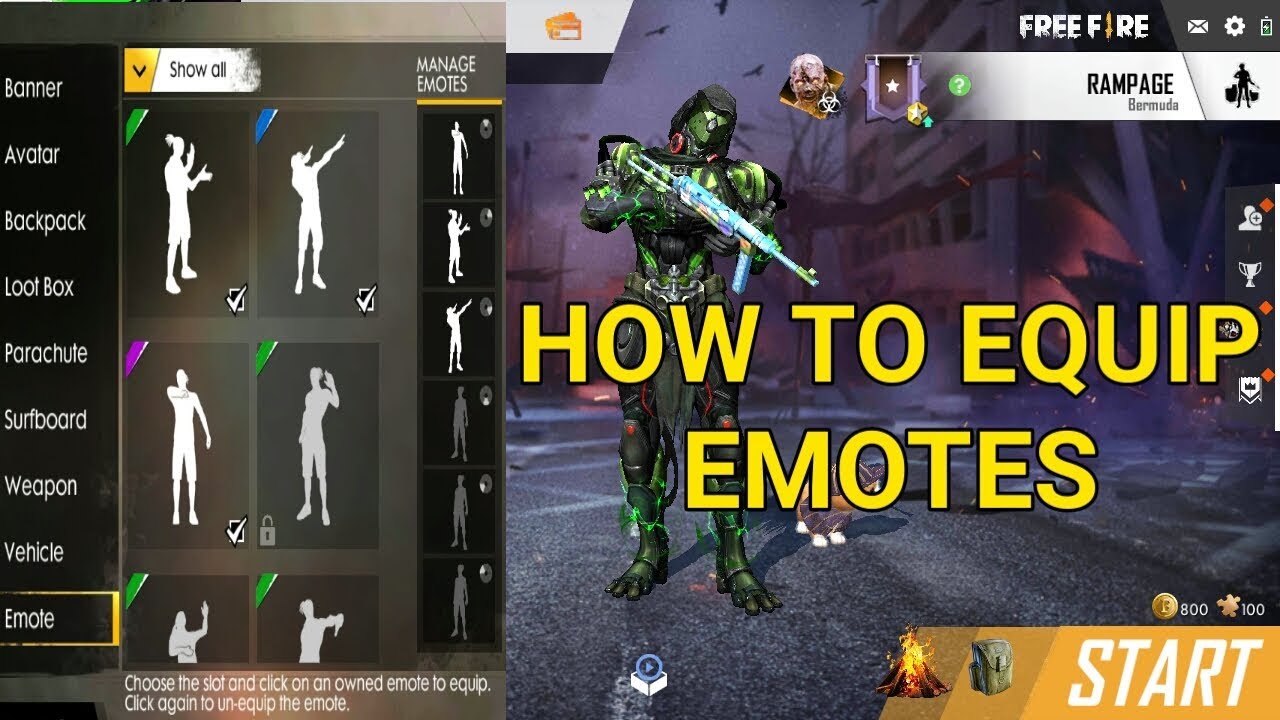How To Equip Emotes In Free Fire How To Show Emotes In Lobby Youtube