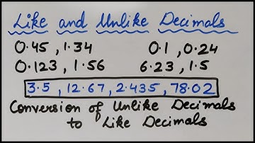 Like and Unlike Decimals | Conversion of Unlike Decimals to Like Decimals