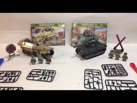 SEMBO BLOCK - SDkfz251 Half track &amp; Sherman M4 Tank - DOUBLE REVIEW