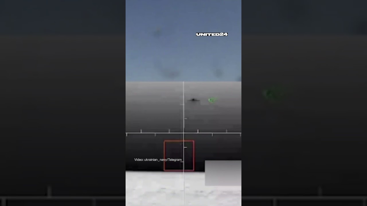 Ukrainian Naval Drone With a Mounted Turret Shot Down Russian Drone #warinukraine