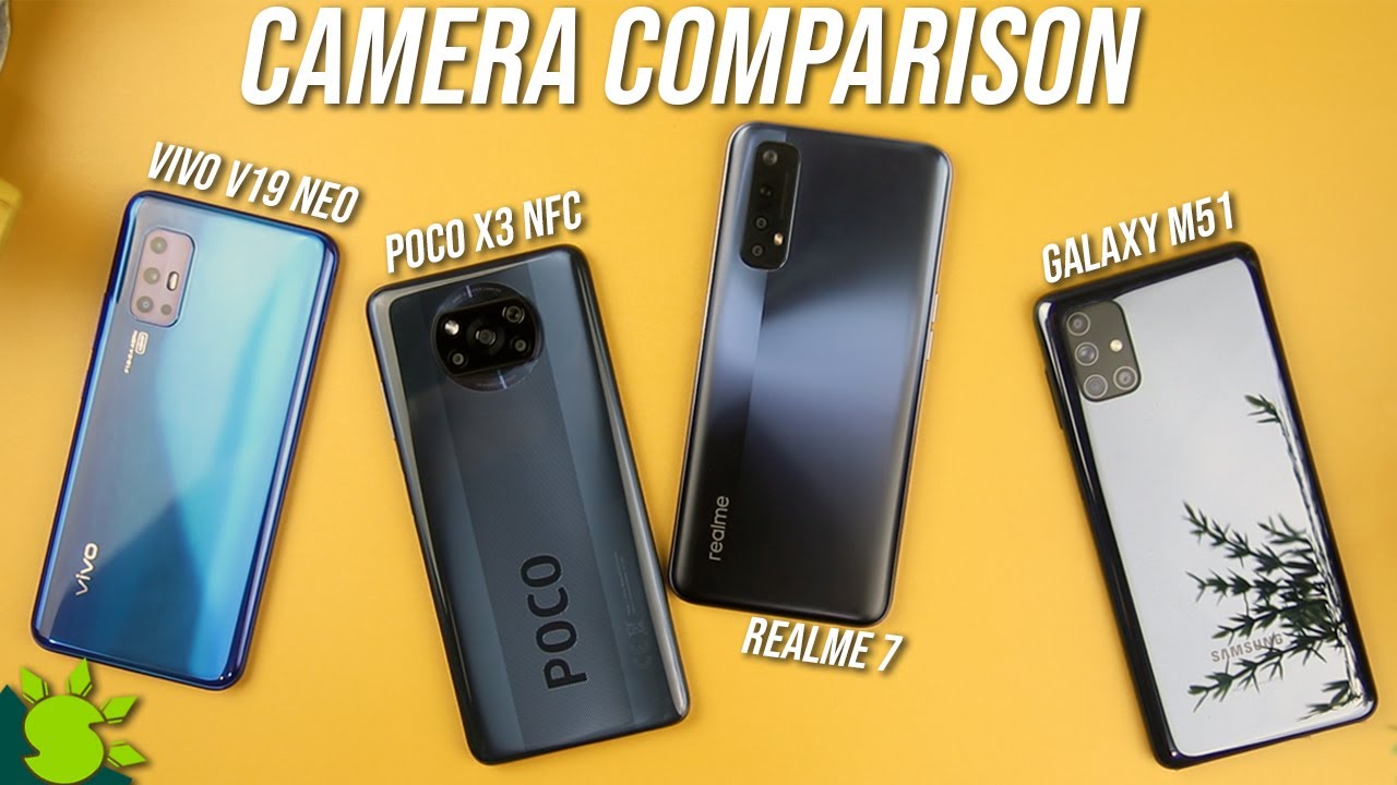 Realme 7 vs Galaxy M51, Poco X3, V19 Neo - Quad Camera Comparison