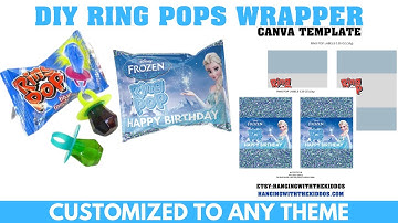 DIY RING POP WRAPPER CANDY TEMPLATE|Custom Party Favors Canva Template  {Measurements & Assembling}