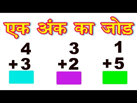 ek ank ka jod  / एक अंक वाली संख्या का जोड़ / addition of single digit number