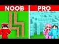 Minecraft noob vs pro giant maze build challenge