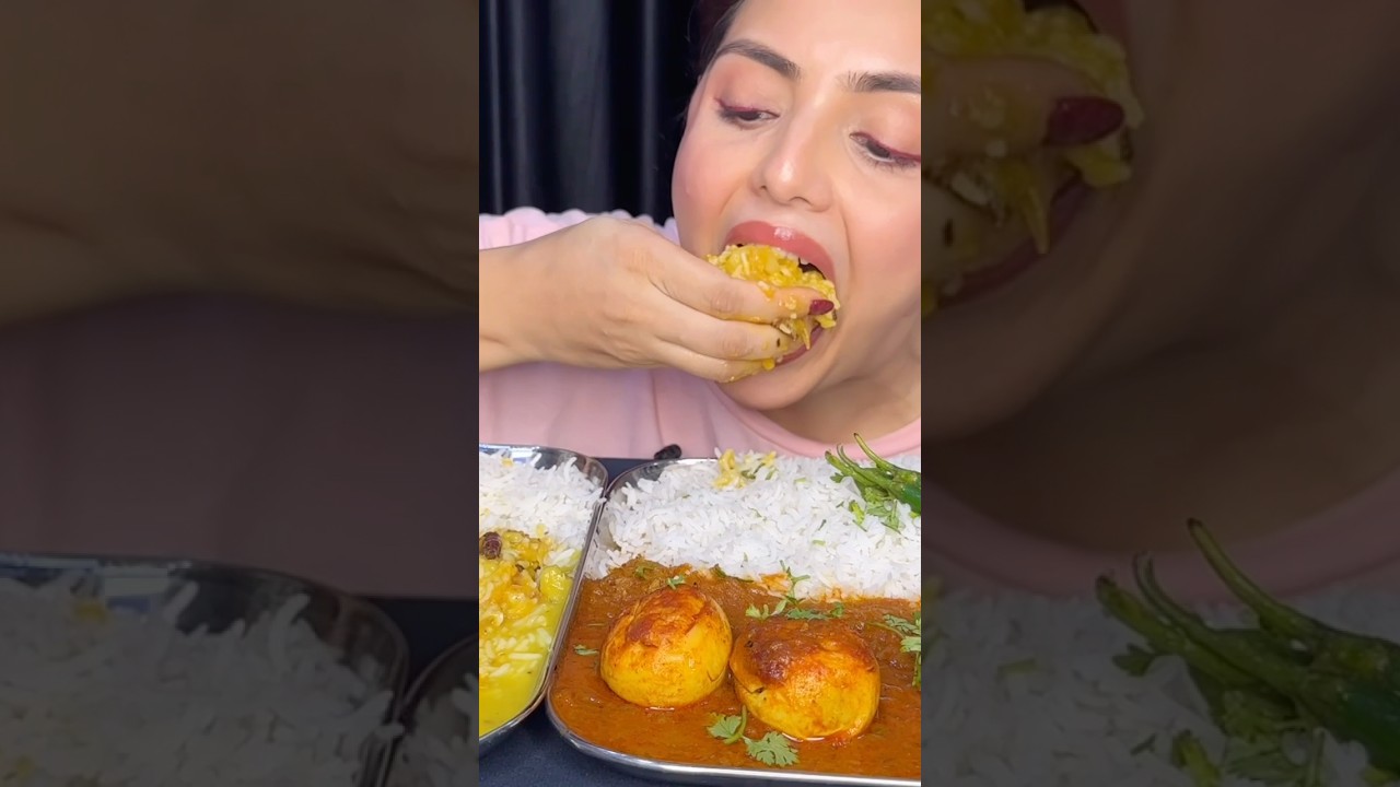 Egg Masala, Aloo Bharta, Rice, Dal #mukbang #eatingshow #asmr #foodies #asmrshorts