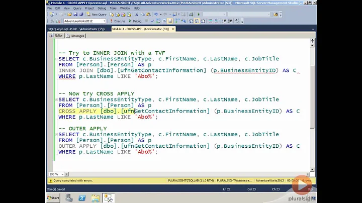 Cross Apply & Outer Apply in SQL Server