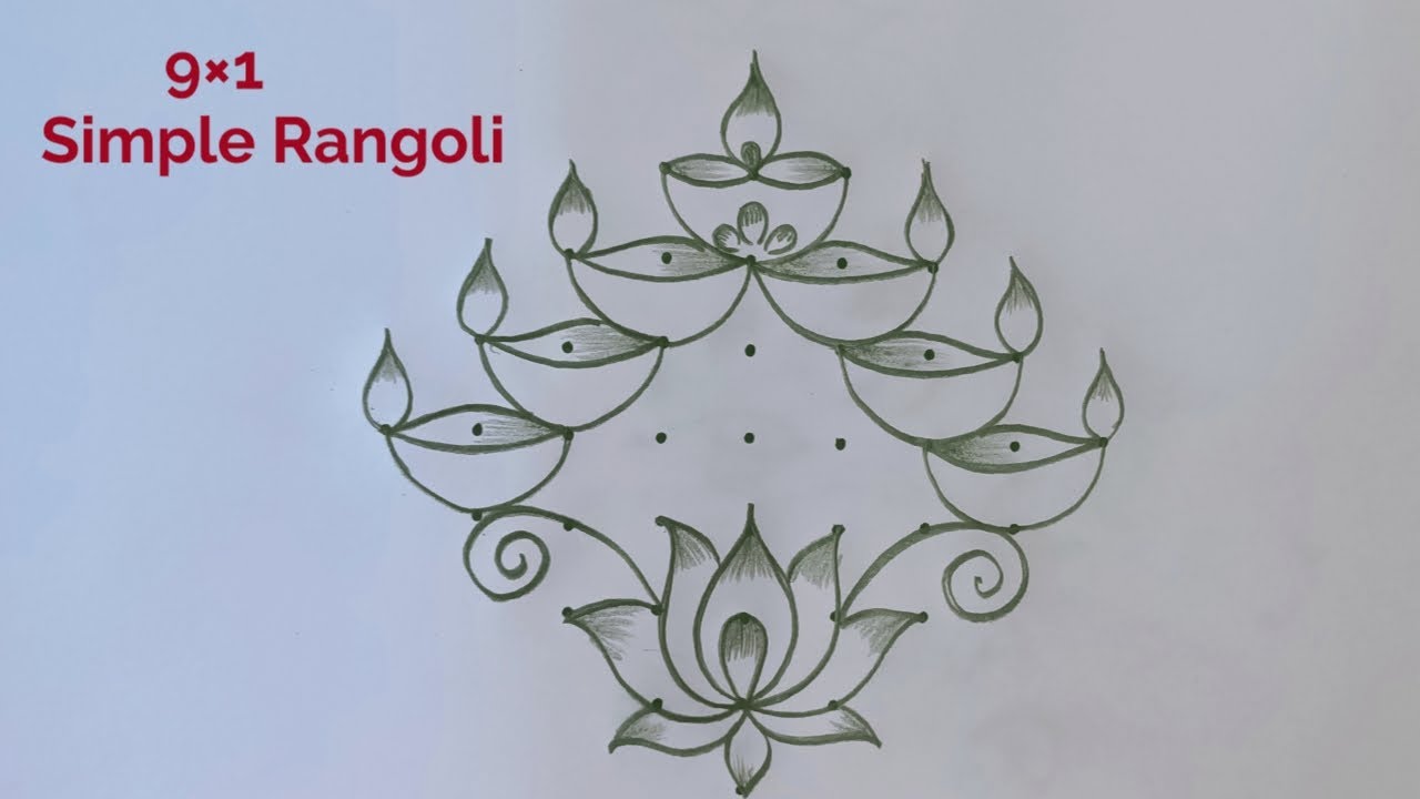Karthigai Deepam Special Villaku Kolam 9×1 🌺 Deepam Rangoli 🌺 Diya Muggulu 🌺 Beautiful Rangoli